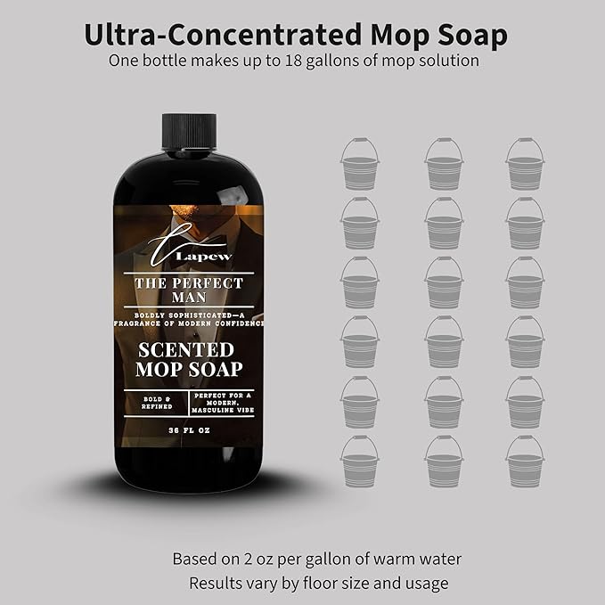 Lapew The Perfect Man Scented Mop Soap - Luxury Floor Cleaner Concentrate for Mopping Tile Laminate Vinyl &amp Hardwood | Streak-Free Low-Foam | 36 oz