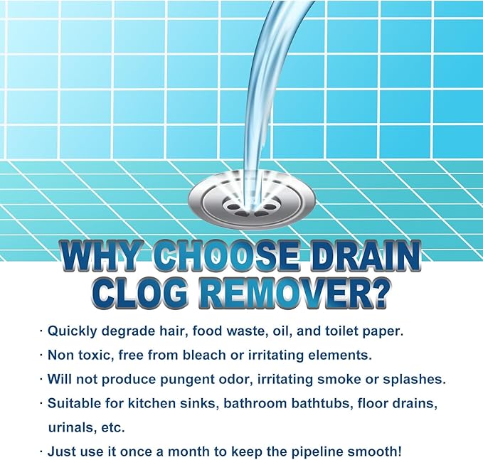 Biodegradable Drain Cleaning Tablets - Unclog Kitchen Sink Bathtub Shower Toilet &amp More(3PCS)