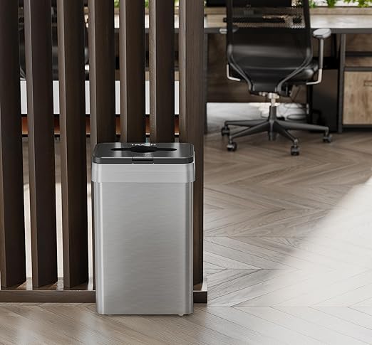 18 Gallon Open Top Commercial Trash Can with Dual AbsorbX Odor Filters 68 Liter Rectangular Stainless Steel Garbage Bin for Restaurant Restroom Kitchen Store Office Breakroom Business Home