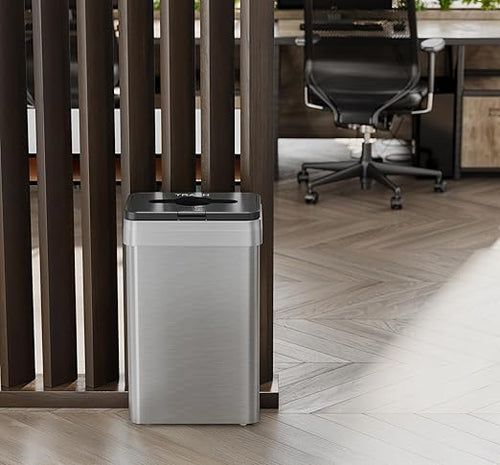 18 Gallon Open Top Commercial Trash Can with Dual AbsorbX Odor Filters 68 Liter Rectangular Stainless Steel Garbage Bin for Restaurant Restroom Kitchen Store Office Breakroom Business Home