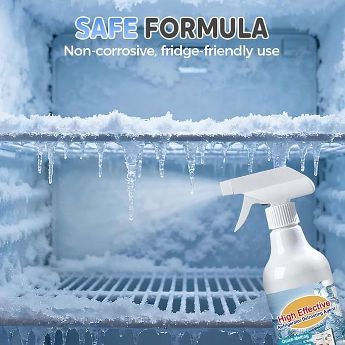 High Effective Refrigerator Defrosting AgentMulti-Purpose Refrigerator Cleaner InsideFreezer Defroster Fridge Freezer De-Icer SpraySaves Electricity (500ml)