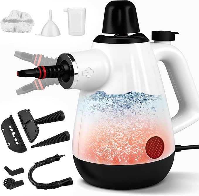 Handheld Steam Cleaner for Home Pressurized Deep Cleaning Steamer for Cleaning for All Surfaces with 9 Accessories Multipurpose Steam Cleaners for Grout Steam Cleaner Tile Kitchen Bathroom