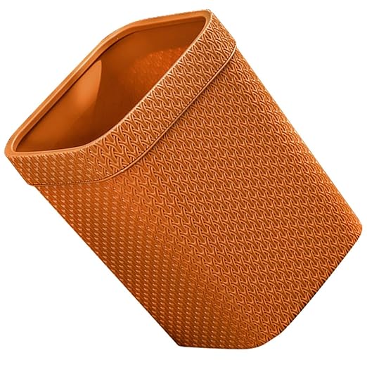 Woven Waste Paper Basket Large Household Trash Can Imitation Rattan Plastic Waste Container Open Top for Kitchen Living Room Office