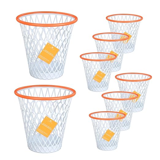 8PCS Basketball Hoop WastebasketBasketball Trash CanBasketball giftGymBasketball-Themed Gift Garbage Bin 4.5 GallonBasketball HoopGarbage CanBasketball Net Waste Basket for OfficeBedroom