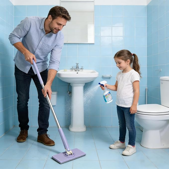 Genérico Portable Mini Mop – Handless Cleaning and Foldable – Mini Desk Mop with 360 Degree Rotation for Desk Tableware Kitchen Bathroom Car Living Room Floor and Home