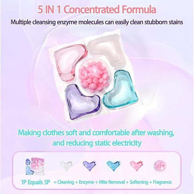 Clothes Soap Pods - 100 Count Scented Laundry Detergent Pods for Washing Machines | Concentrated Cleaning Agent with Stain Removal Fabric Softener &amp Color Protection for Towels Pants Sweaters
