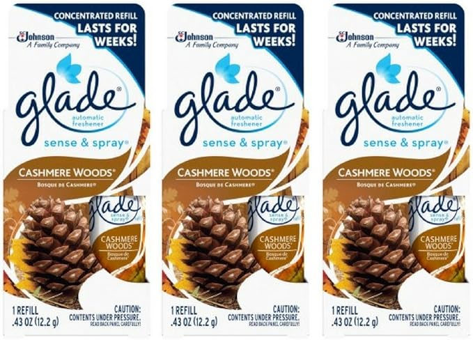 Glade Sense &amp Spray automatic air freshener refill Cashmere Woods - 3 Packs