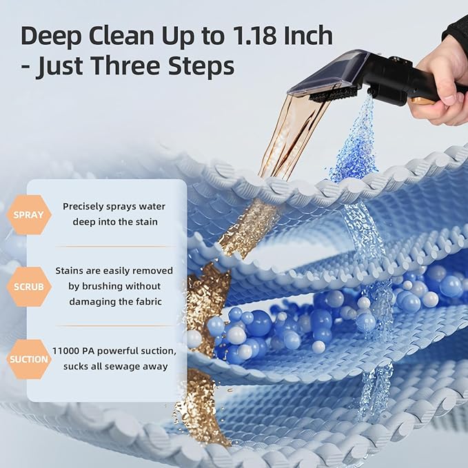Carpet Cleaner Machine 11Kpa Strong Suction New 450W Powerful Motor Portable Upholstery Cleaner with Spot Cleaner Stain Remover for Pet Accident Rugs Carpet and Upholstery Orange