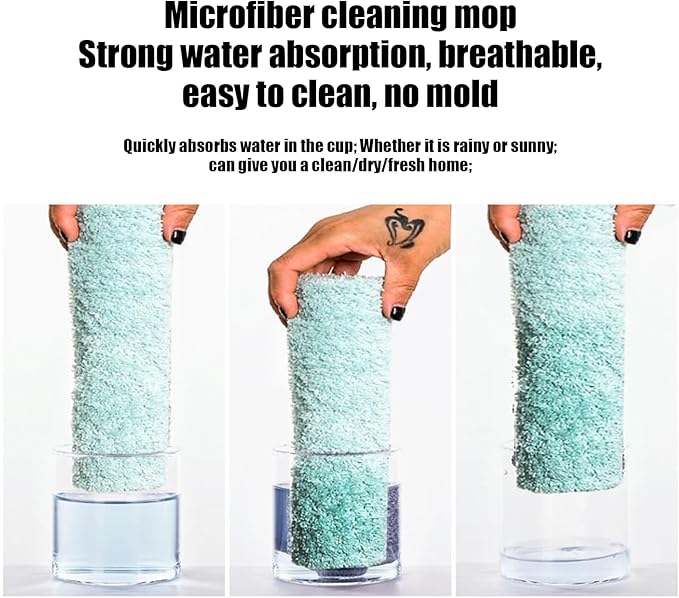 Floor Mop – Reusable Mop with 4 Washable Pads &amp Dust Scraper | 360° Rotatable Telescopic Cleaning Tool for Tile Wood Kitchen &amp Bathroom Floor