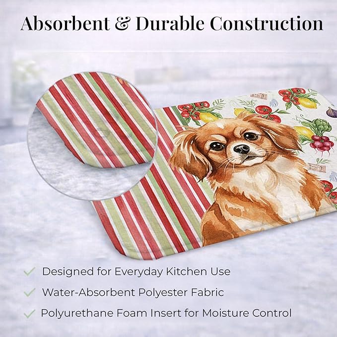 Caroline's Treasures Red Tibetan Spaniel Vegetables Dish Drying Mat Absorbent Dish Drying Mat Pad for Kitchen Counter Dish Drainer Mat for Countertop 14 x 21 Multicolor