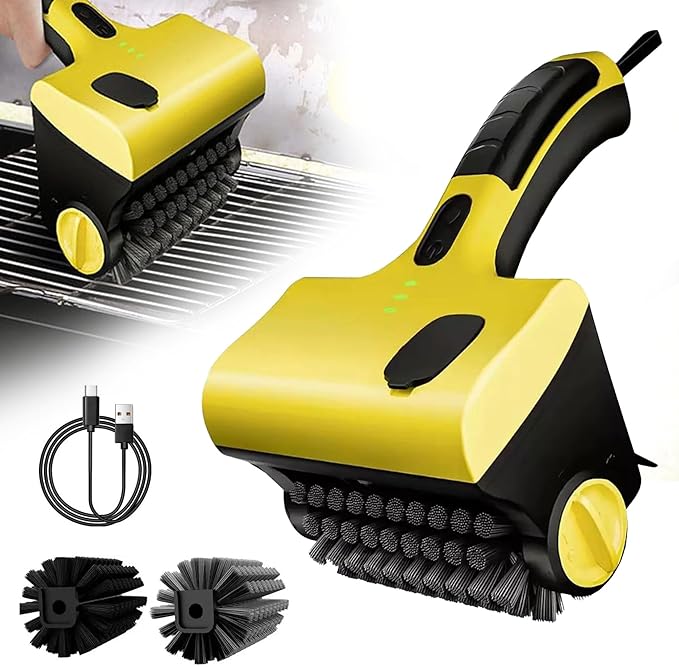 Electric Grill Clean Brush304SS Power Roller Effectively Removes Stubborn Burnt Residues2-SpeedCordless360° Rotating Rechargeable BBQ Tool IPX7 Waterprooffor BBQ Grill Bathroom and Kitchen