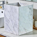 Modern Square White Marble Waste Basket Natural Stone Bathroom Trash Can Decorative Home Garbage Container Beautiful Marble Look Rubbish Bin for Bathroom Bedroom Kitchen Home Office