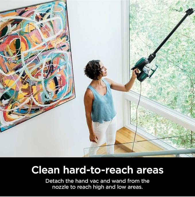 Shark Corded Stick Vacuum Ultra-Lightweight Swivel Steering Powerful Deep-Cleaning Floor-to-Ceiling Versatility Converts to a Handheld Vacuum Carpets &amp Hardfloor Green CS110EM