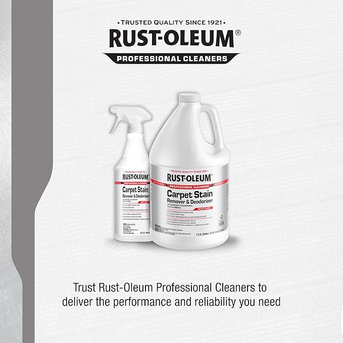 Rust-Oleum Professional Cleaners Carpet Stain Remover &amp Deodorizer | Trigger Spray 32oz Carafe Bottle | Professional Strength | Ready to Use | 6 Pack