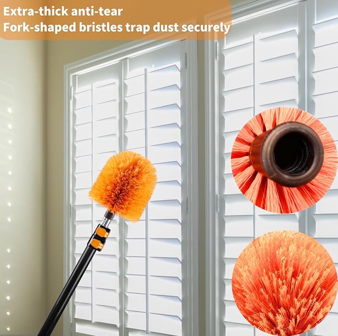4 Pack Screw on Webster Cobweb Duster Head for PoleSpider Web Brush Cobweb Duster Head AttachmentFits Standard 3/4 inch Threaded Poles (4 Orange)