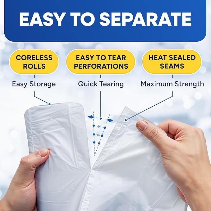 Plexon 40-45 Gallon Trash Bags Clear High-Density 22 Micron 40W × 48L Heavy Duty Garbage Bags Pack of 150 Puncture Resistant Ideal for Businesses and Facilities