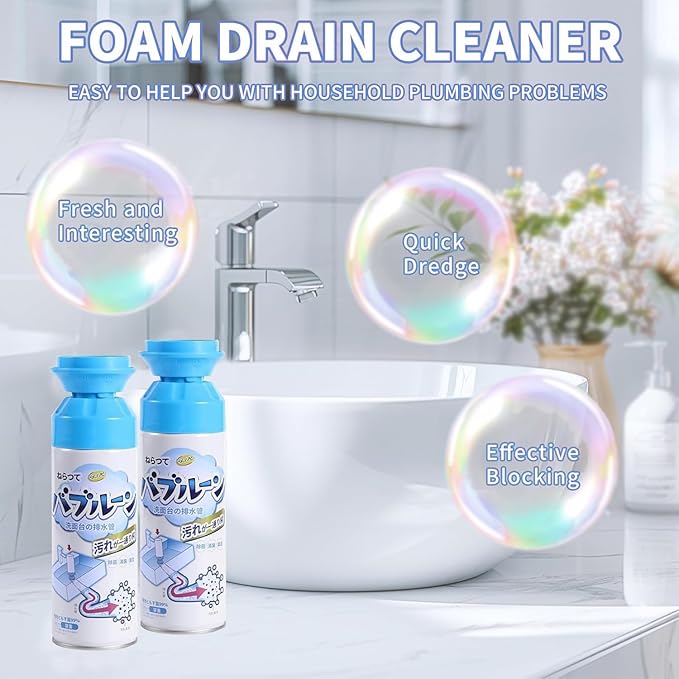 Foaming Drain Cleaner Sink Cleaner and Deodorizer Drain Clog Remover for Kitchen Sinks Shower Drains Tubs (2pcs)