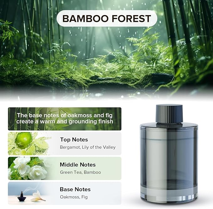 Ceeniu Car Air Freshener CF3 Luxury Perfume Refill 135ml Large Capacity for 6 months Bamboo Forest Natural French Fragrance with Plant Extracts Diffuser Air Freshener Premium Car Scent