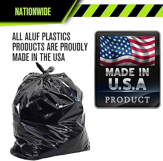 Aluf Plastics 33 Gallon 1.7 MIL Black Heavy Duty Garbage Trash Bags - 33 x 39 - Pack of 400 - For Contractor Industrial Institutional &amp Commercial