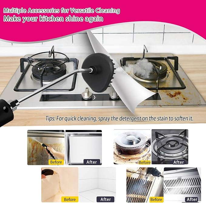 2500W Handheld Steam CleanerSteamer for Cleaning15SFast Heating High Pressure Portable Steam Cleaner (Red-(New Version))
