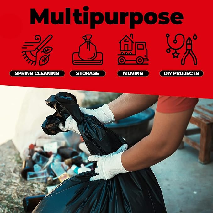 ToughBag 55-60 Gallon Heavy Duty Trash Bags - 150 Count Large Black Garbage Bags - Made in USA