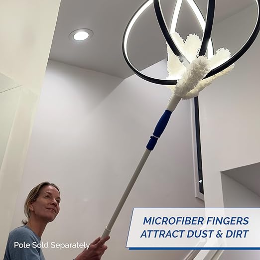 Unger Connect and Clean Microfiber Feather Duster for Household Cleaning and Dusting Cleans Fragile Objects Glassware Vases Picture Frames Machine Washable Compatible with Threaded Pole