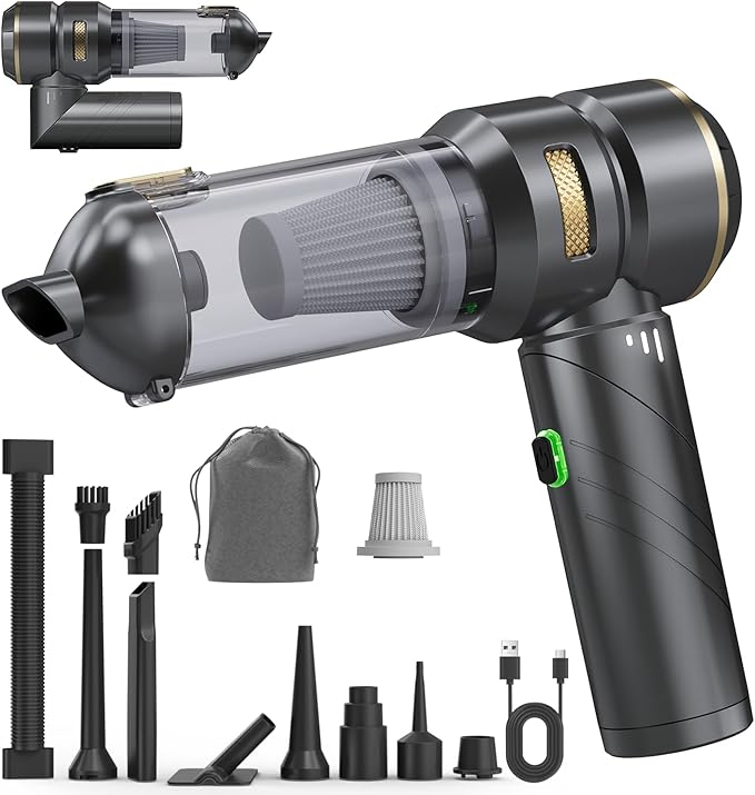 Car Vacuum Portable Cordless Foldable Handheld Vacuum with Brushless Motor 22000PA High Power Mini Hand Vacuum Cleaner &amp Air Blower &amp Duster &amp Pump for Home Pet Office
