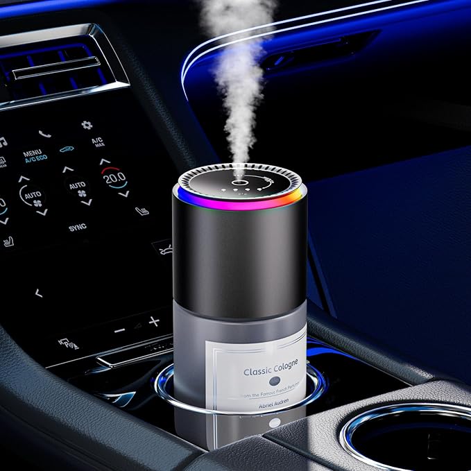 Car Air Freshener Smart Car Air Freshenercar Diffuser with 150 ML (5oz) Capacity Multi-fragranceRGB Music Syncing Light Auto On/Off (Cologne)
