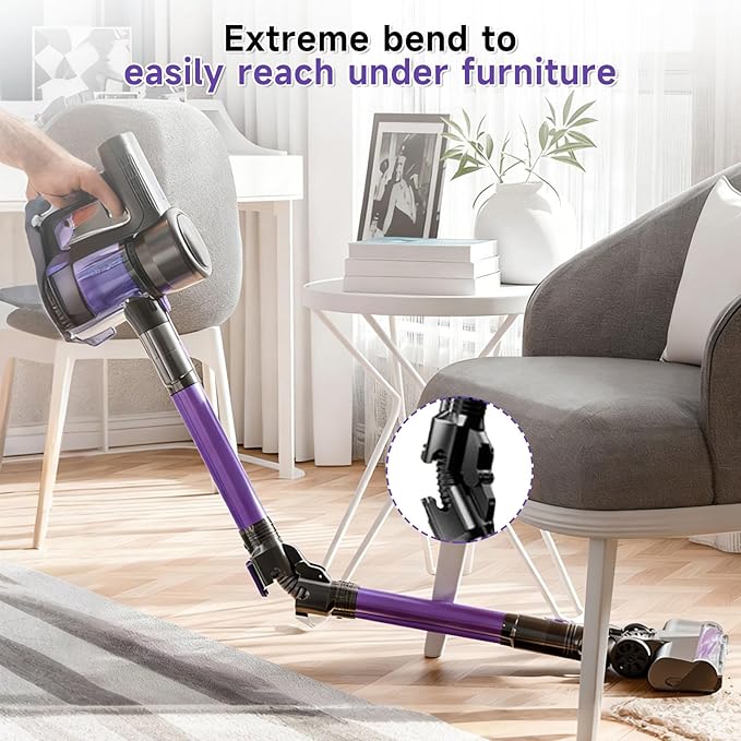 Cordless Vacuum Cleaner Hardwood Floor Vacuum Cleaners for Home Stick Wireless Vacuum with LED Light 50 Min Runtime and Self-Standing Lightweight Vacuum for Pet Hair Carpets &amp Hard Floors