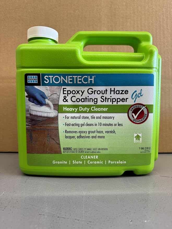 Stonetech Epoxy Grout Haze Remover &amp Coating Stripper - Quick Shower Grout Cleaner for Tile Floors - Water Based Tile Cleaner - Dissolve Tough Coatings on Vertical &amp Horizontal Surfaces (128 f