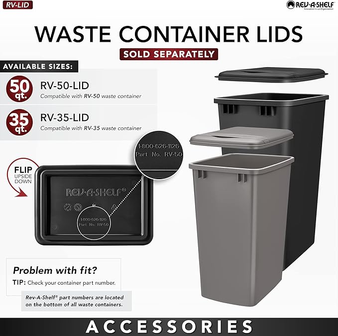 Rev-A-Shelf 35 Qt Bottom Mount Double Pullout Under Cabinet Kitchen Trash Cans w/Soft-Close 150 Pound Rated Full-Extension Slides Gray 4WCBM-18DM-2 – Container Bins for Waste Management
