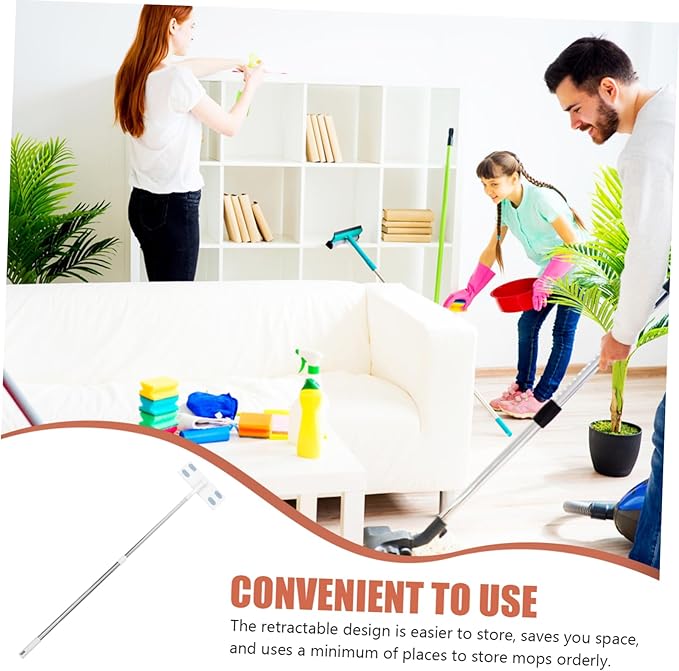 Detachable Dry Dust Mop with Retractable Handle Easy Floor Cleaning Tool No Washing Required for Home Use Compatible with Face Towels for Dust Removal
