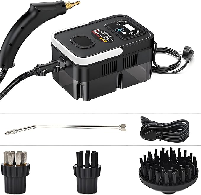 Handheld Steam Cleaner Steam Cleaners Mop Natural Steam Cleaner Handheld Power Steam Cleaner for Home Steam Cleaner Touch Screen + 6 Adjustable Steam Levels for Bed Car Kitchen Bathroom(Black)
