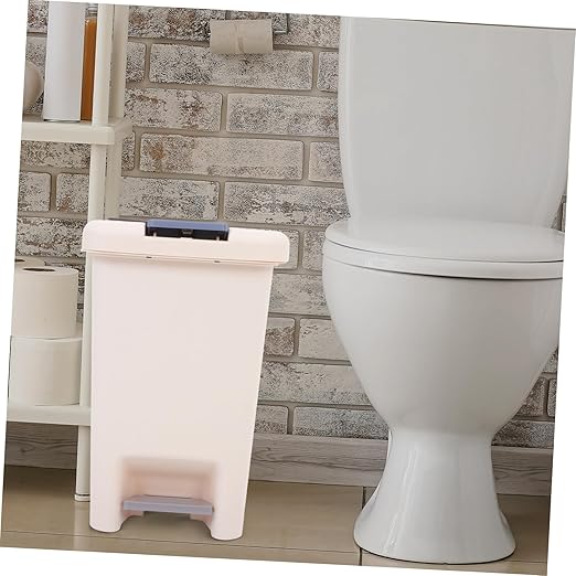 Alipis Pedal Trash Can Bathroom Waste Basket Plastic Recycling Can Lid Easy to Clean for Bedroom Kitchen Office