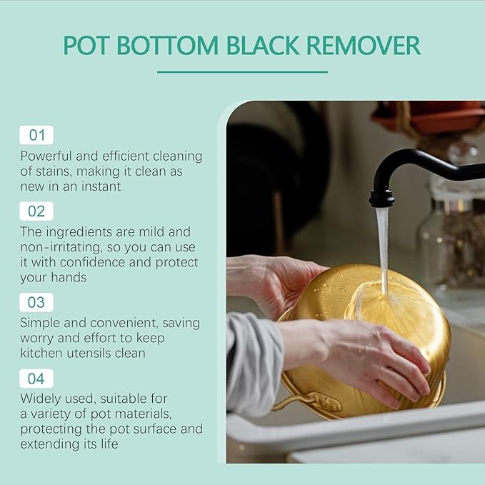 Pot Pan Cleaner Grease Stain Remover - Degreaser With Polishing &amp Rust Prevention Nourishes Surface Reduces Scratches Easy To Use Water-Saving(3PCS)