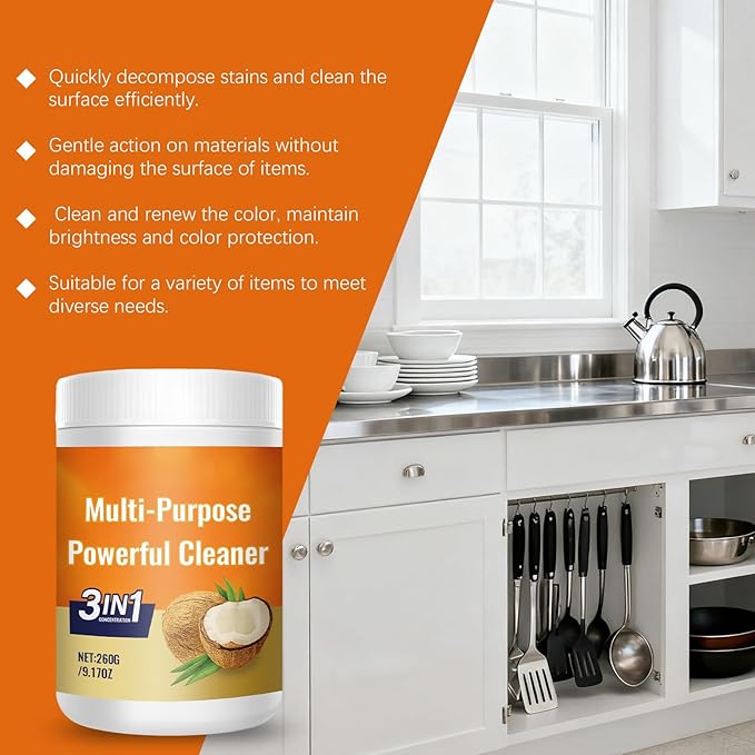 Coconut Oil Cleaning Paste All Purpose Cleaning Multi Degreaser Removes Stains on Microwave Oven Stove top Also for Bathroom Shower Glass and Sink Durable Stain (4PCS)