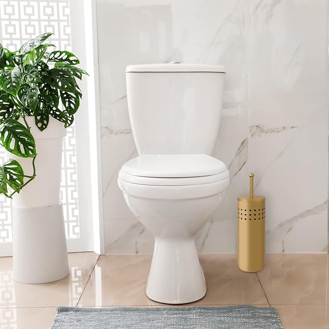 Blue Donuts Toilet Plunger with Holder for Bathroom Multi Drain Suitable Also for Bathtubs Quick Dry Gold