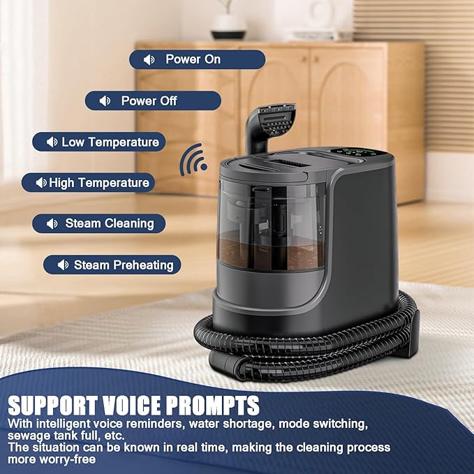 Portable Carpet Spot Steam Cleaner Steam Fabric Cleaning Machine Big Capacity Water Tank Quick Heat-Upfor Furniture Pets Car Seats 400W Powerful Suction Pet Stain Remover Washer