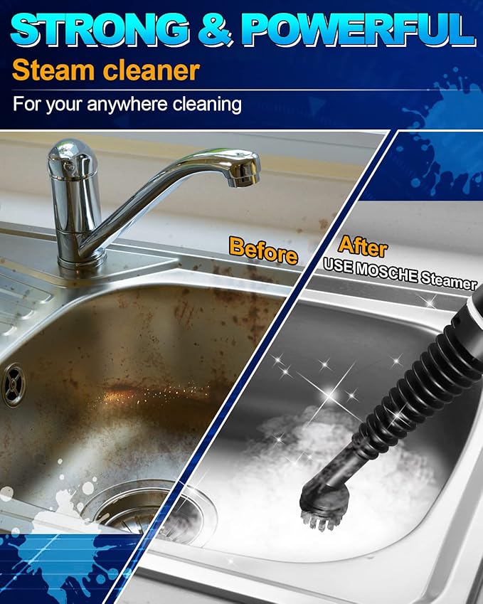 Handheld Pressurized Steam Cleaner with 11-Piece Accessory Set Multi-Surface Steamer for Cleaning All Natural Steam Cleaner for Home Upholstery Car Floor Kitchen and More