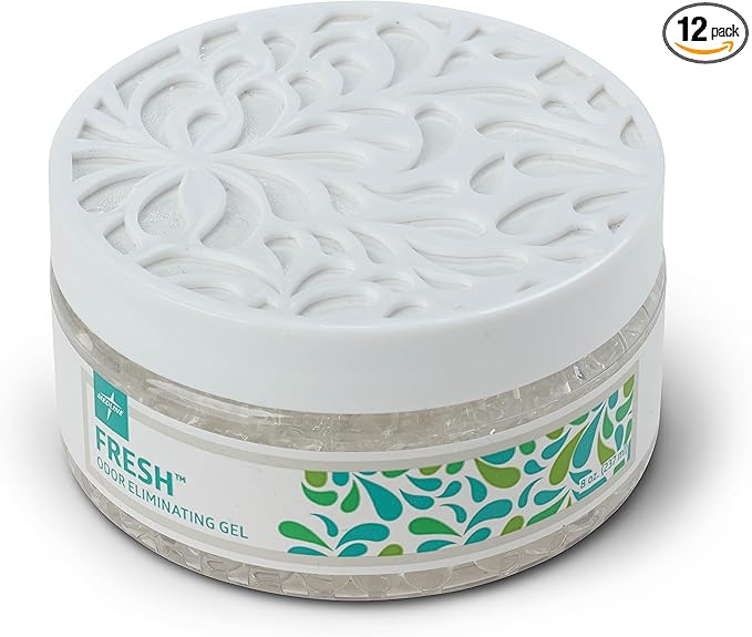 Medline Naturally Fresh Odor Eliminator Gel Beads Neutral Scent with Eucalyptus &amp Clove Air Freshener for Home 8 oz. Jar Pack of 12