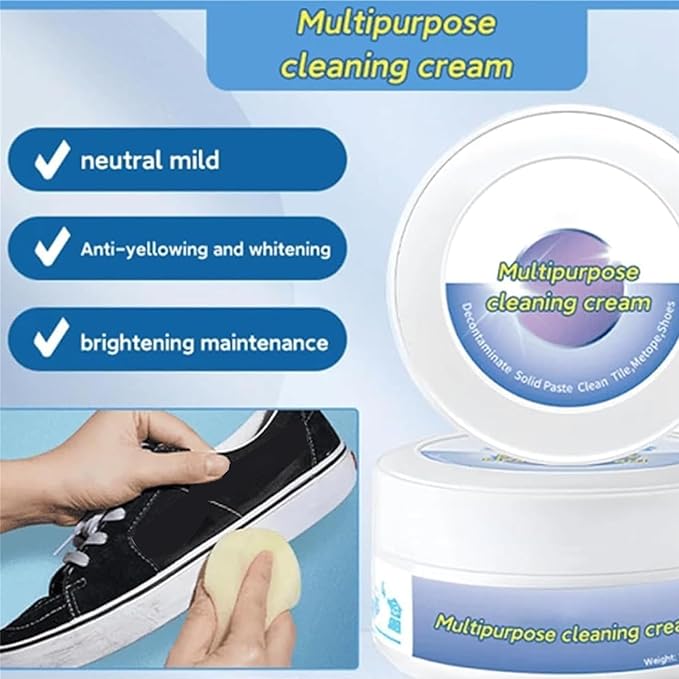 M-Bimr Small Molecule Stain Remov Multipurpose Cleaning Cream White Shoe Cleaning Cream with Sponge Just Rub It Bright No Need to Wash (3pcs)
