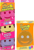 Scrub Daddy Scrub Mommy Colors 3ct + Daddy Caddy - Scratch-Free Multipurpose Dish Sponge + Sponge Holder - BPA Free &amp Made with Polymer Foam - Stain &amp Odor Resistant Kitchen Sponge