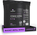 Wipex Gym Wipes Bucket Refill – EWG Verified 400 Ct Plant-based Fitness Equipment Wipes Lavender and Vinegar to Clean Surfaces Safe Yoga Mat Cleaner Gym Cleaner and Peloton