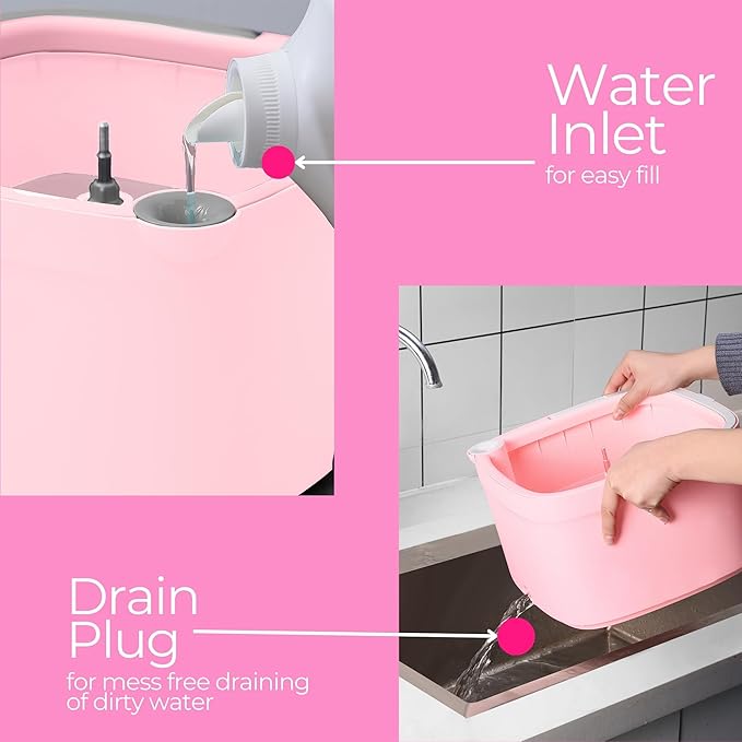 Square Spin Mop &amp Bucket Smart Floor Mop with Separate Compartments for Clean and Dirty Water Self Cleaning 2025 Upgraded Version w/Side Brush &amp Self-Standing Handle Rose