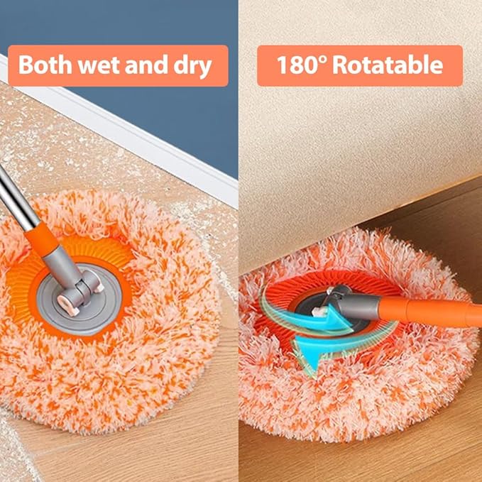 360° Rotatable Adjustable Cleaning Mop 2026 Upgrade Wall Cleaner Mops with Long Handle Extendable Wall Washer for Floor Windows Ceilings and Baseboards Cleaning Tool (Gray 1 Mop Heads)