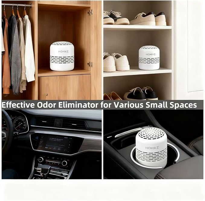 HOMIKE Refrigerator Deodorizer Odor EliminatorLast up to 10 Years for CarClosetShoes CabinetFridge and FreezerOutperforms Baking Soda and Activated Carbon(White)