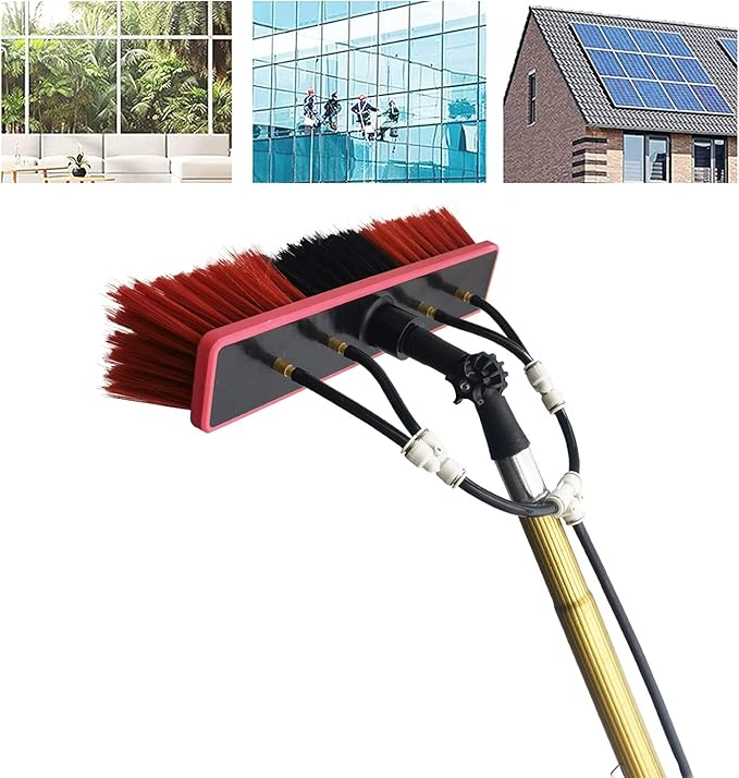 Glass Cleaning Brush Window Cleaning Pole Water Fed Telescopic Brush for Cleaner Conservatory Roof Photovoltaic Panel Cleaning-30FT