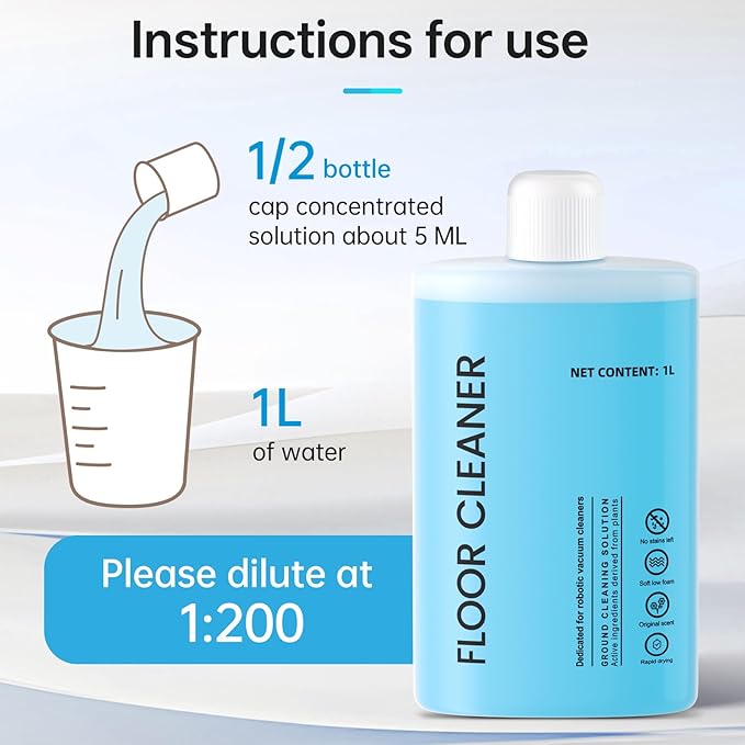 Floor Cleaning Solution Compatible with Roborock Cleaning Solution Residue &amp Streak Free Suitable for All Robot Vacuum Cleaners and Wireless Wet Dry Dual-Use Vacuum Cleaners