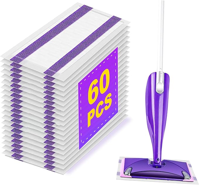 60 Pack Disposable Wetjet Pads Refills for Swiffer Wet Jet Mops 4 Layers Thickened | Super Heavy-Duty Absorbent | Stickiness Absorbent for Household Cleaning &amp Suit All Multi-Surface.