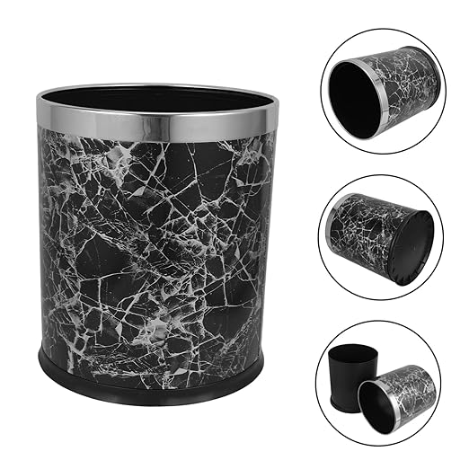 Marbling Wastebasket Round Garbage Can Wastepaper Basket Waste Bin for Home Office